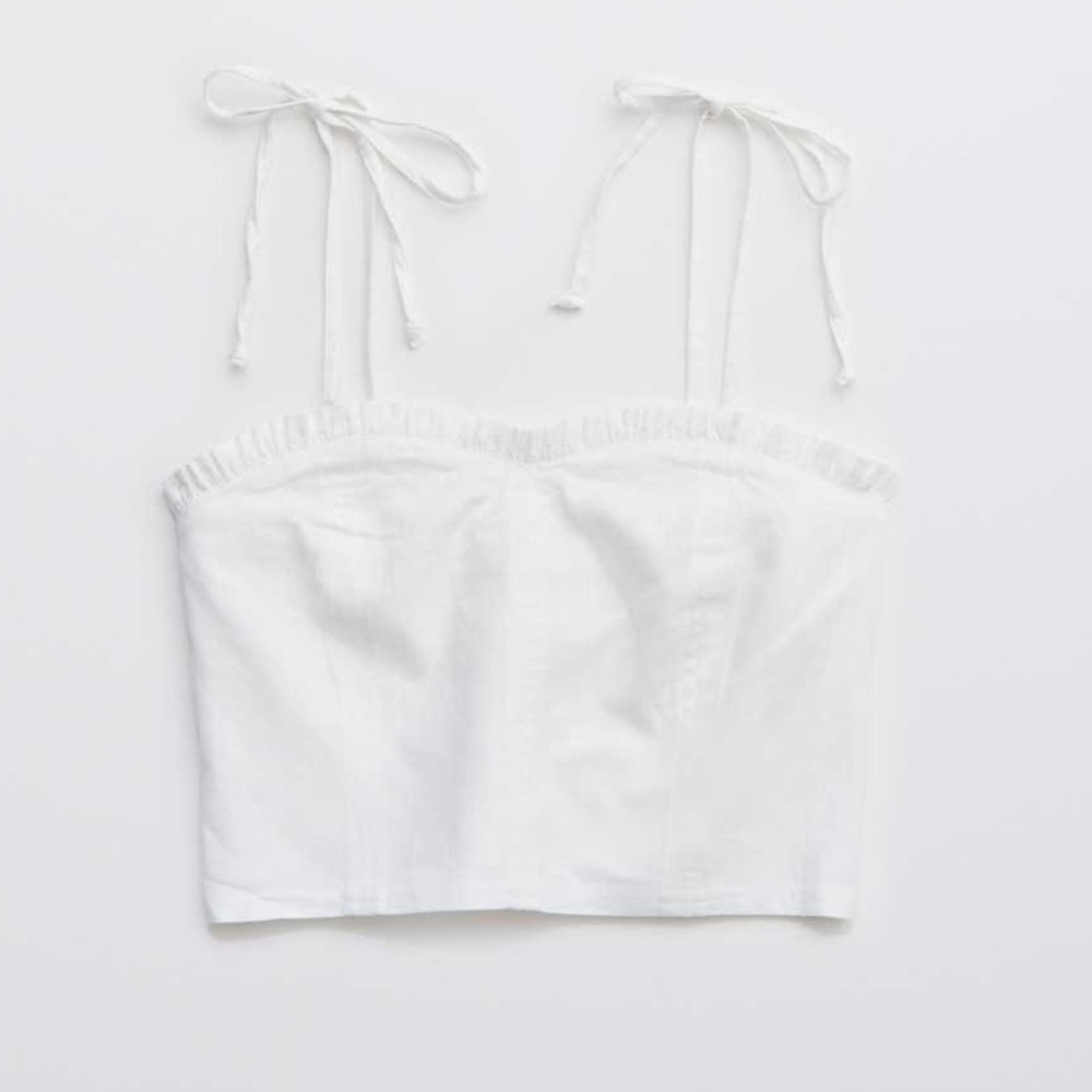 AERIE linen sweetheart necklace corset camisole